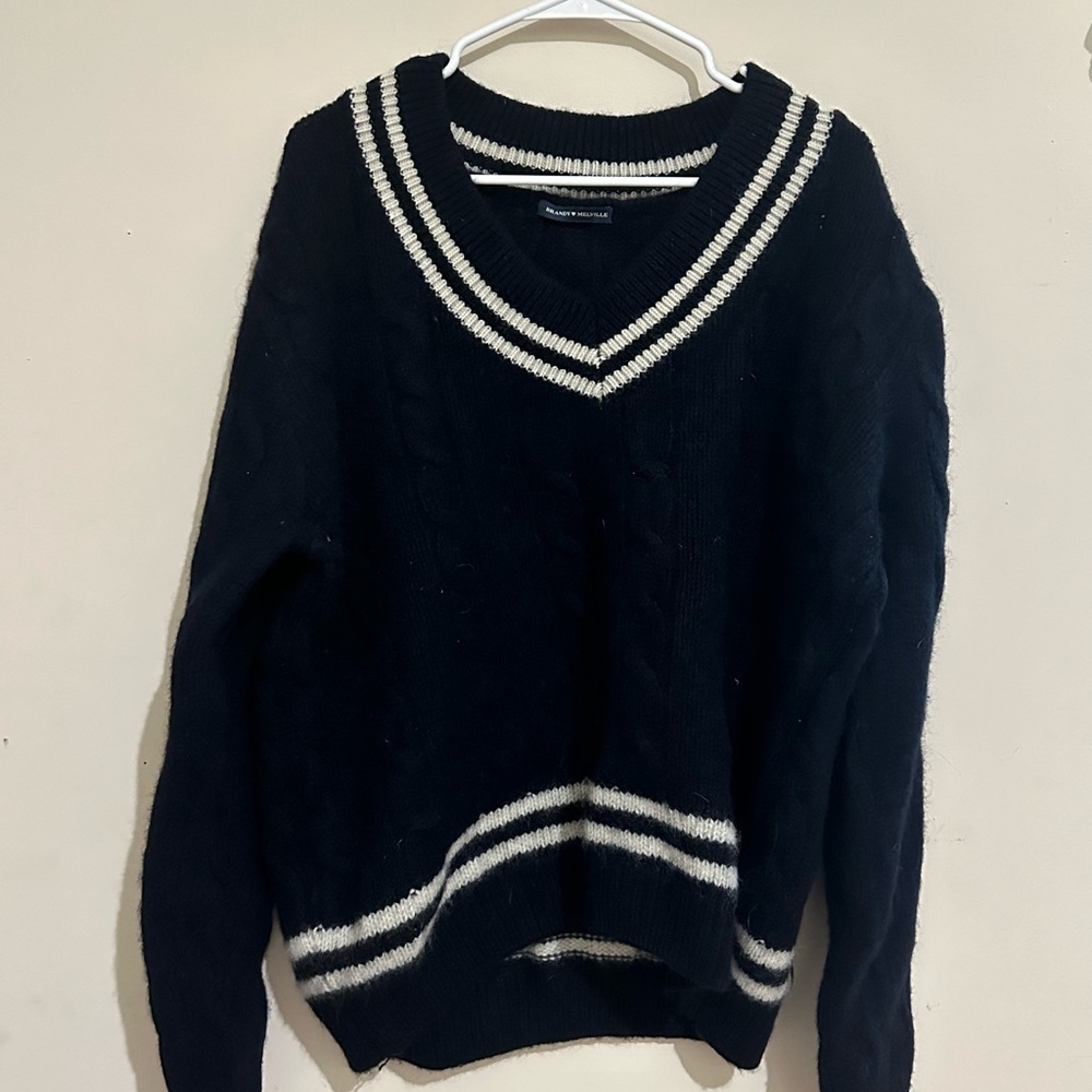 Brandy Melville One Size Black Nikki Heavy Wool Stripped Sweater